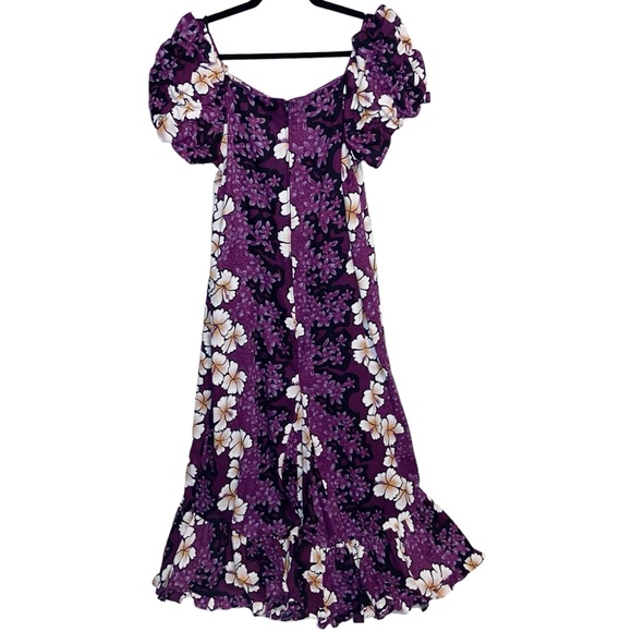 Hilo Hattie Dress Womens Medium Purple Floral Maxi Long USA Hawaiian Tropical - Picture 2 of 12